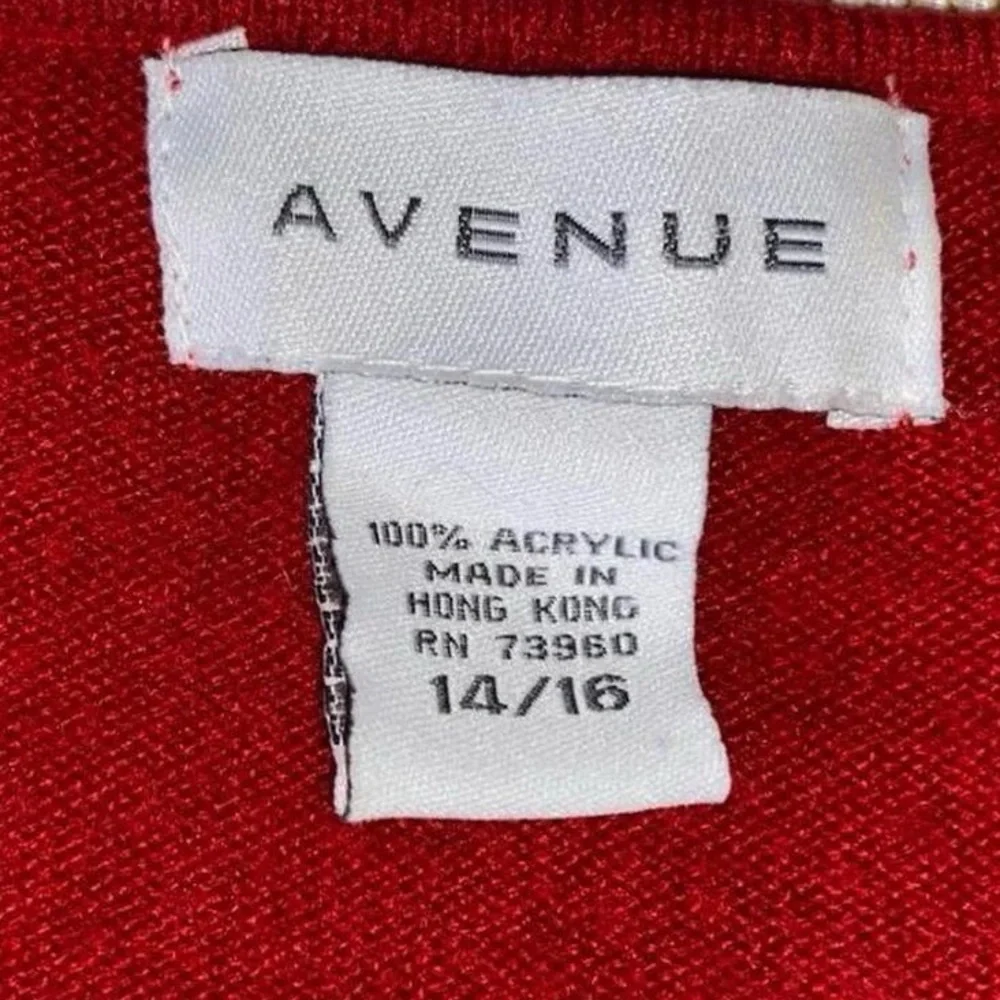 Vintage Avenue Red V-Neck Sweater Women's Plus Size 14/16 Acrylic Knit Tunic